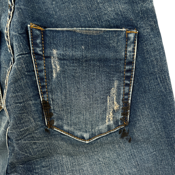 One Teaspoon Scallywags Jeans High Rise Painted Blue Marine Wash Denim - Picture 11 of 14